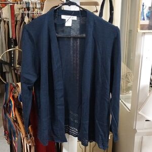 99 Jane Street Dark Blue Open Cardigan with Lace Bottom